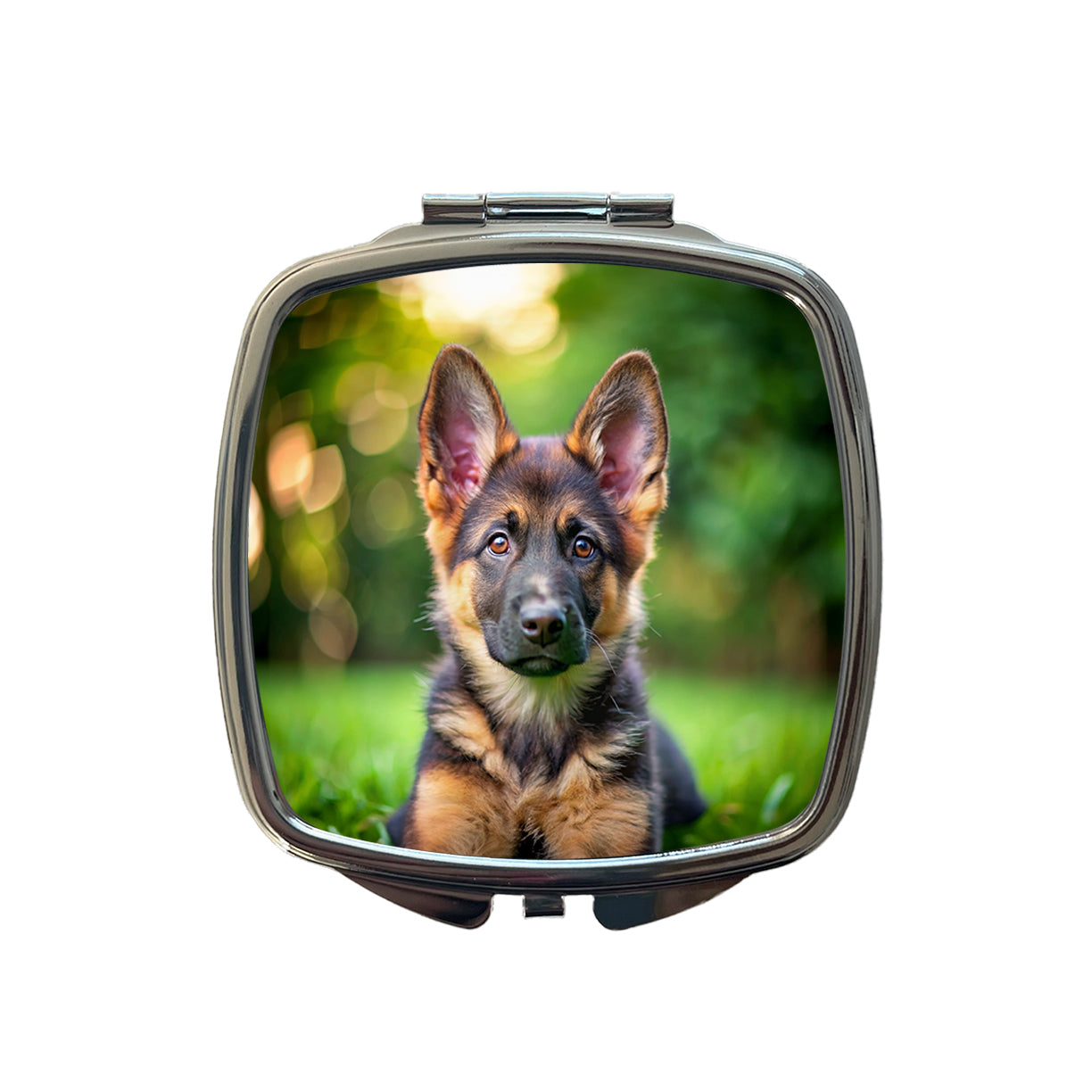German Shepherd Dog Puppy Photo Small Travel Purse Handbag Pocket Makeup Compact Mirror
