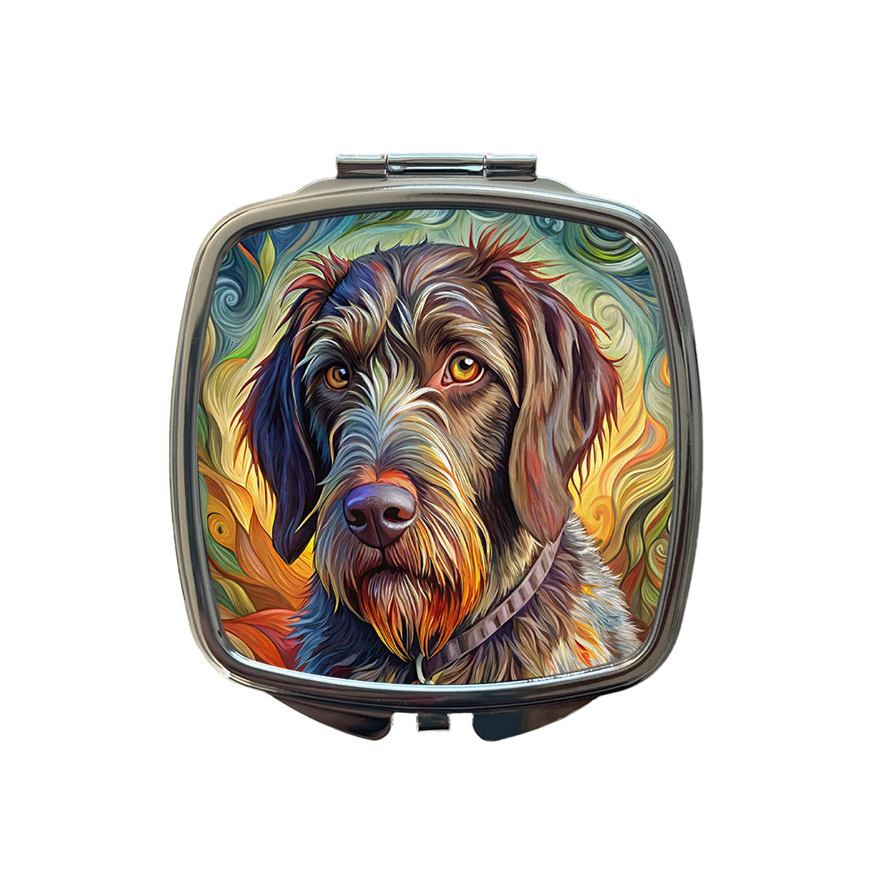 German Wirehaired Pointer Dog Abstract Art Small Travel Purse Handbag Pocket Makeup Compact Mirror
