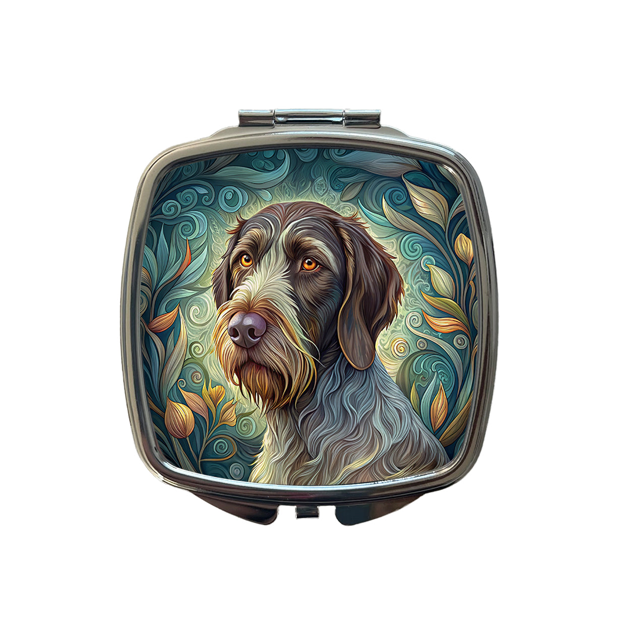 German Wirehaired Pointer Dog Art Nouveau Small Travel Purse Handbag Pocket Makeup Compact Mirror