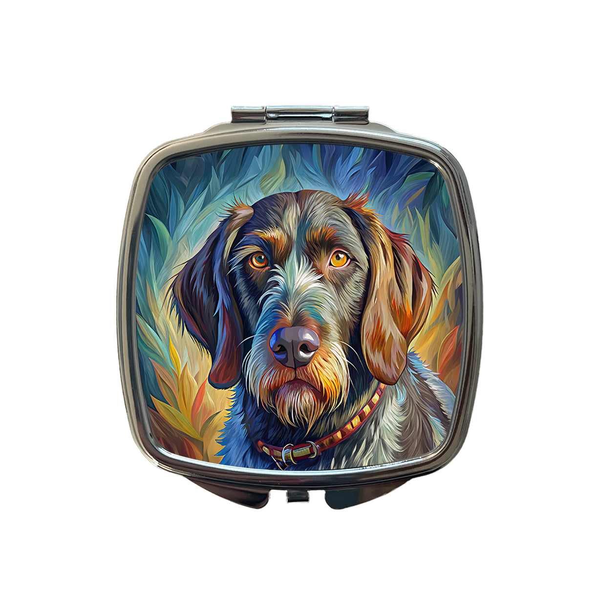 German Wirehaired Pointer Dog Pop Art Small Travel Purse Handbag Pocket Makeup Compact Mirror