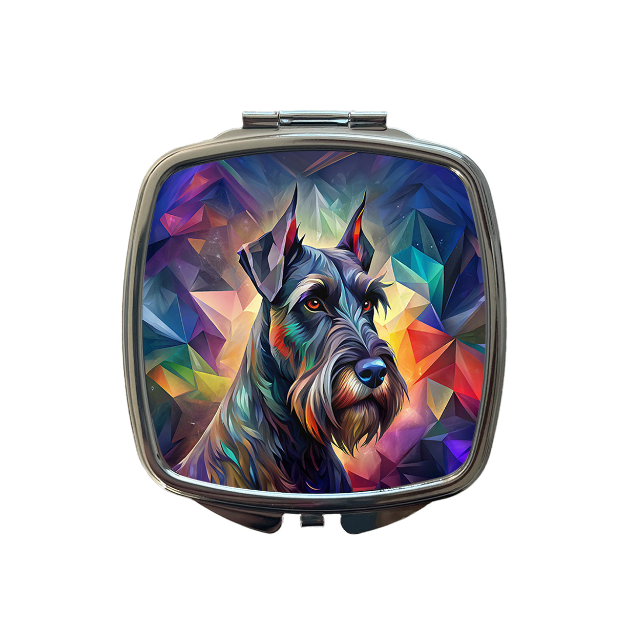 Giant Schnauzer Dog Abstract Stylized Art Small Travel Purse Handbag Pocket Makeup Compact Mirror