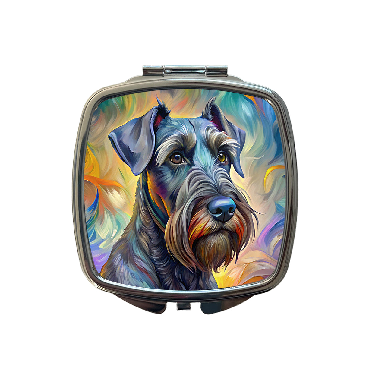 Giant Schnauzer Dog Expressionism Art Small Travel Purse Handbag Pocket Makeup Compact Mirror
