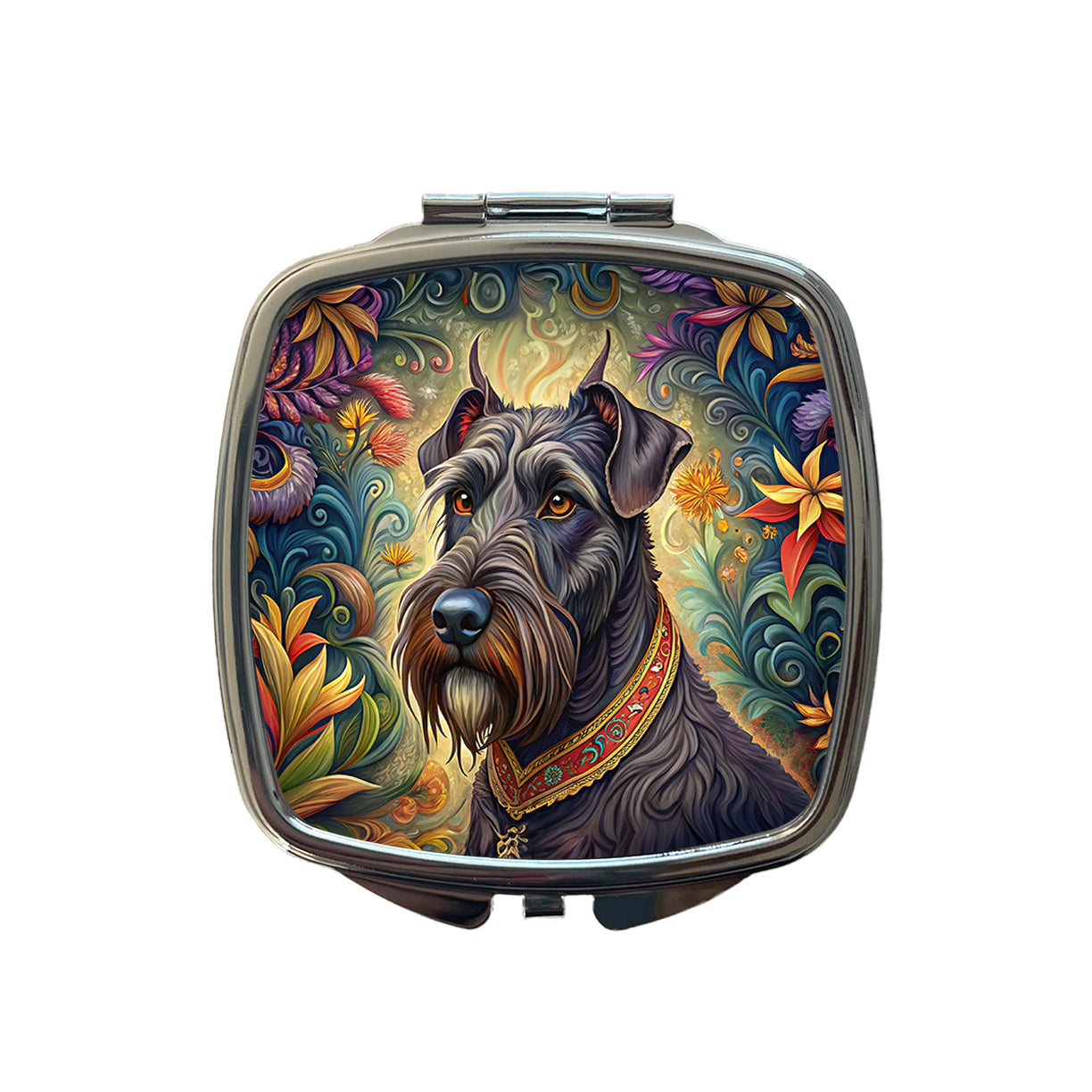 Giant Schnauzer Dog French Bohemian Art Small Travel Purse Handbag Pocket Makeup Compact Mirror