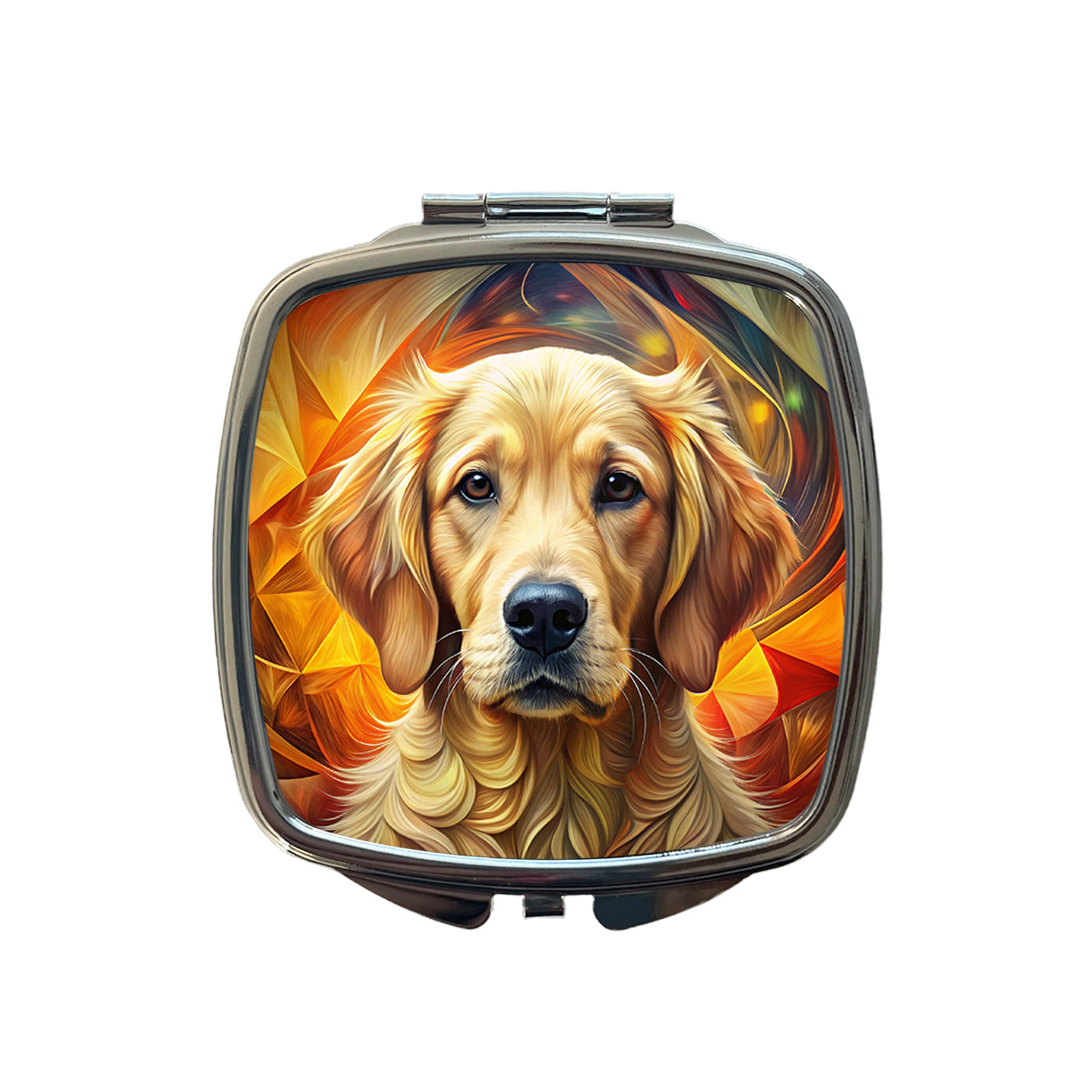 Golden Retriever Dog Abstract Art Small Travel Purse Handbag Pocket Makeup Compact Mirror