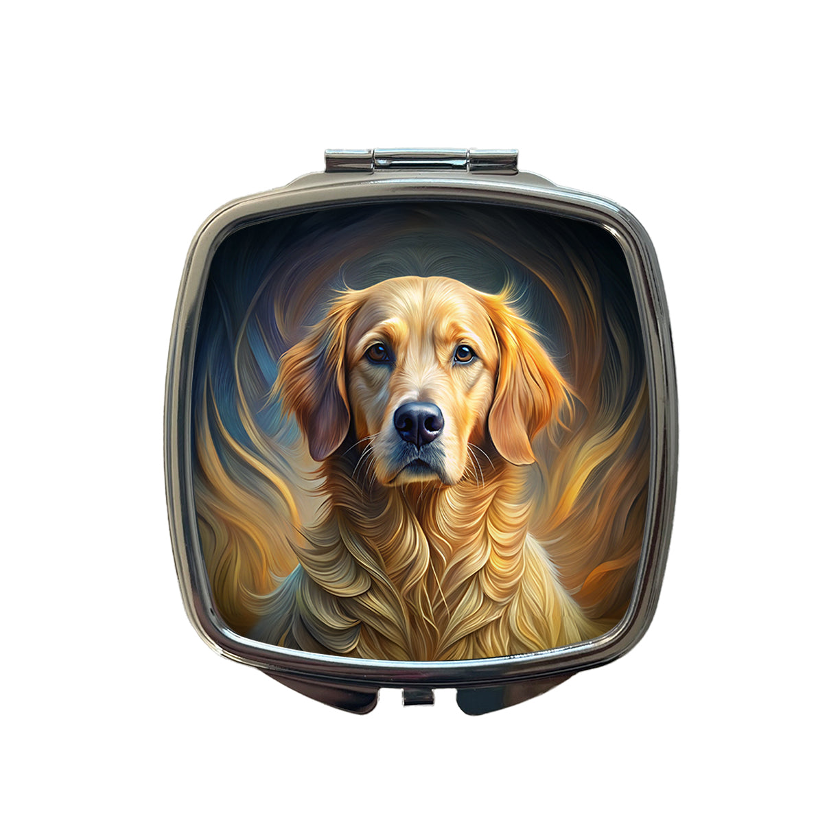 Golden Retriever Dog Abstract Stylized Art Small Travel Purse Handbag Pocket Makeup Compact Mirror