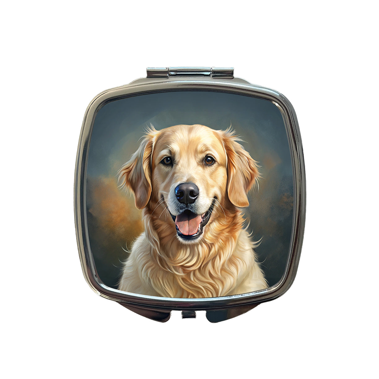 Golden Retriever Dog Illustration Small Travel Purse Handbag Pocket Makeup Compact Mirror