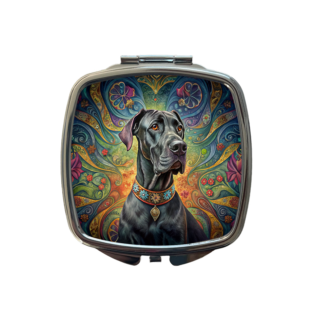 Great Dane Dog French Bohemian Art Small Travel Purse Handbag Pocket Makeup Compact Mirror