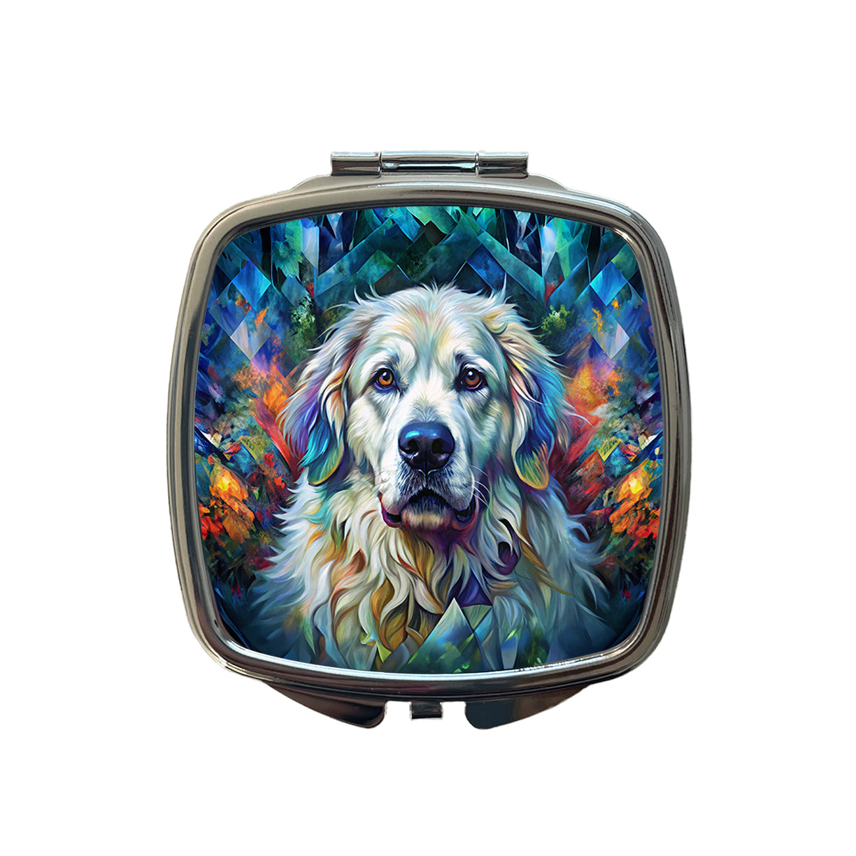 Great Pyrenees Dog Abstract Art Small Travel Purse Handbag Pocket Makeup Compact Mirror