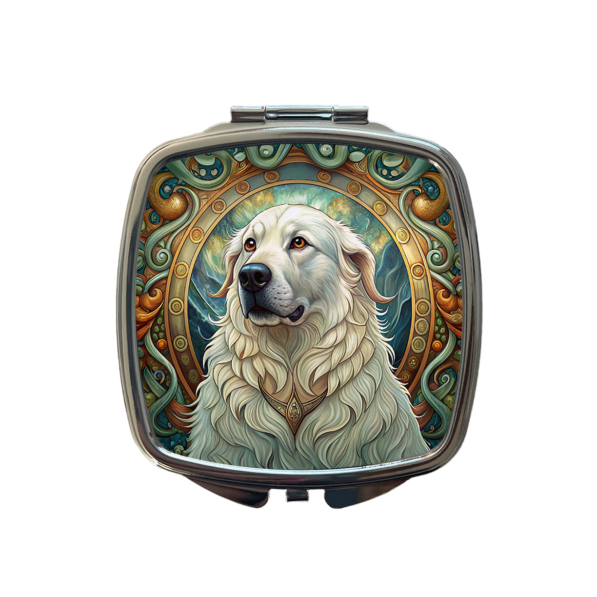 Great Pyrenees Dog Art Nouveau Small Travel Purse Handbag Pocket Makeup Compact Mirror