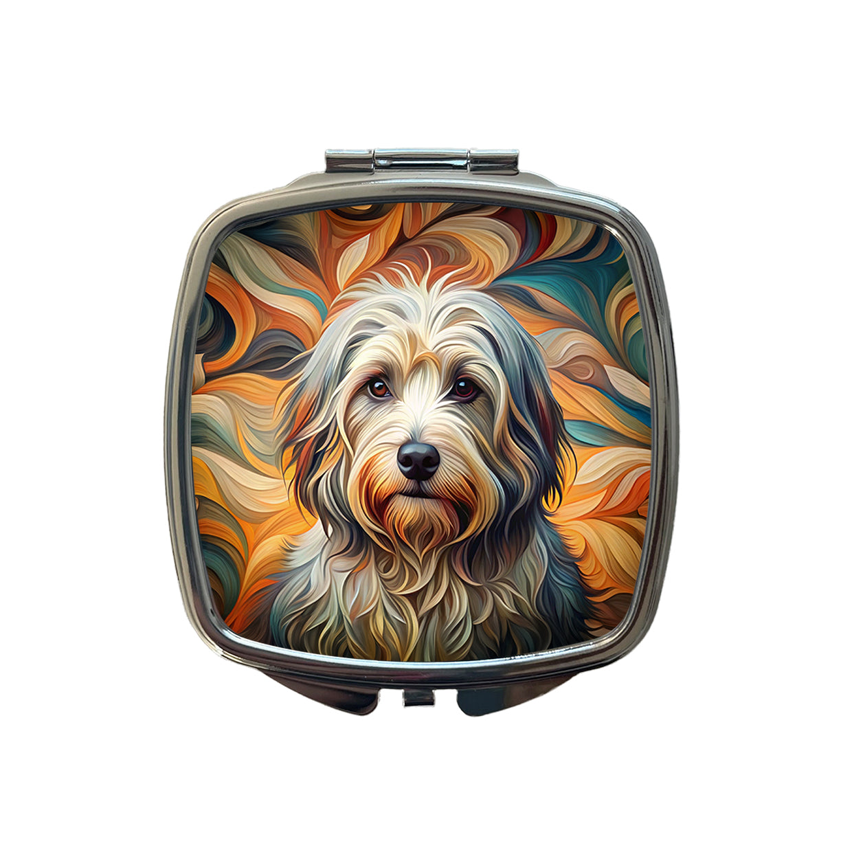 Havanese Dog Abstract Stylized Art Small Travel Purse Handbag Pocket Makeup Compact Mirror
