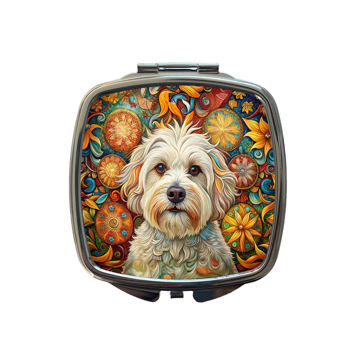 Havanese Dog Bohemian Art Small Travel Purse Handbag Pocket Makeup Compact Mirror
