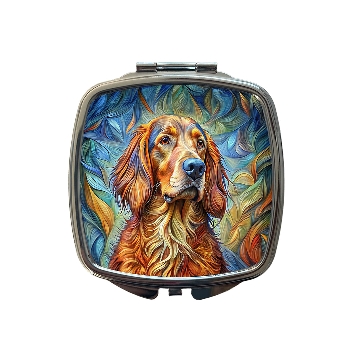 Irish Setter Dog Abstract Stylized Art Small Travel Purse Handbag Pocket Makeup Compact Mirror