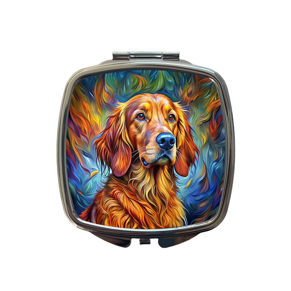 Irish Setter Dog Expressionism Art Small Travel Purse Handbag Pocket Makeup Compact Mirror