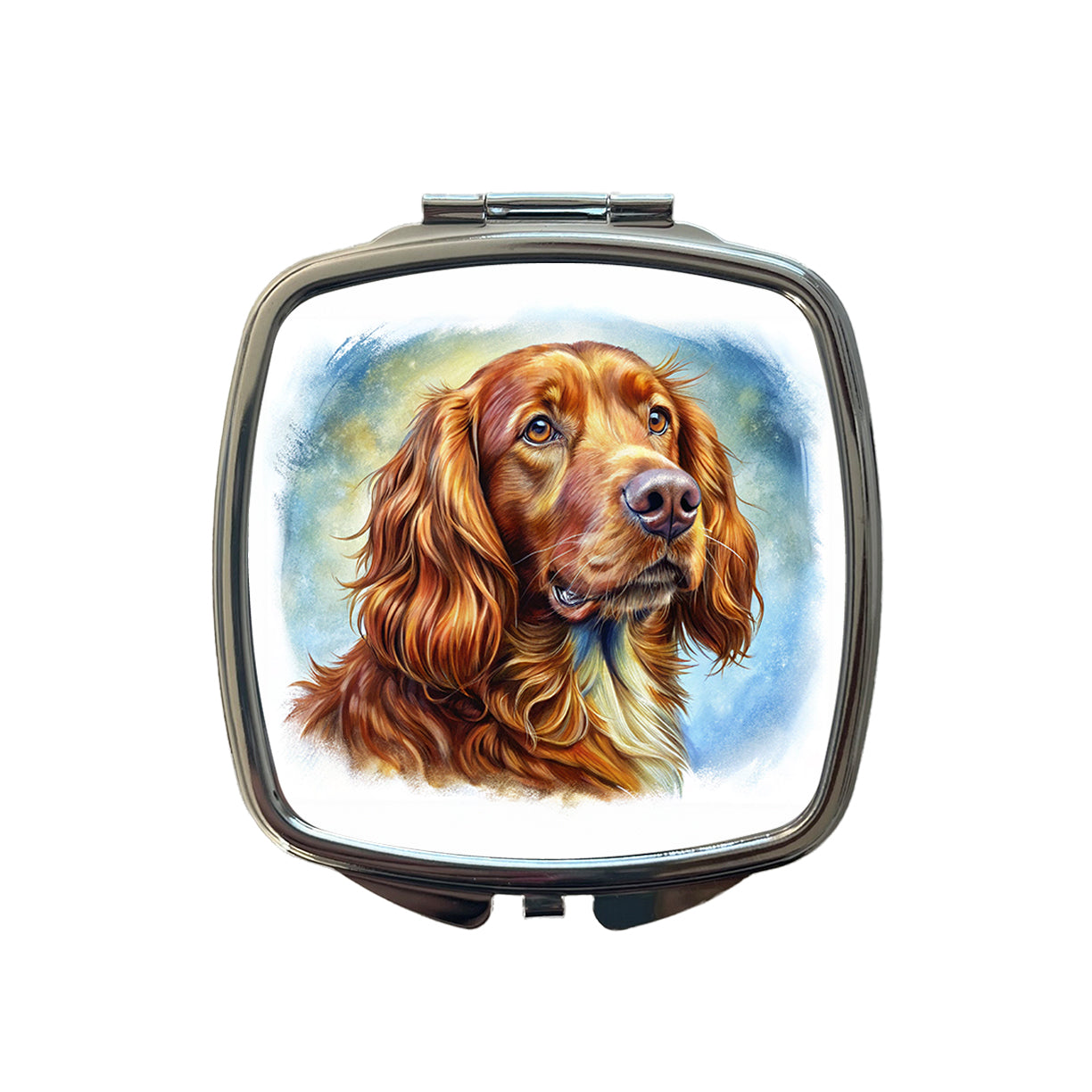 Irish Setter Dog Illustration Small Travel Purse Handbag Pocket Makeup Compact Mirror