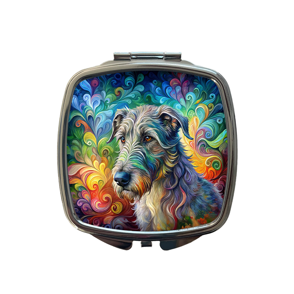 Irish Wolfhound Dog Abstract Art Small Travel Purse Handbag Pocket Makeup Compact Mirror