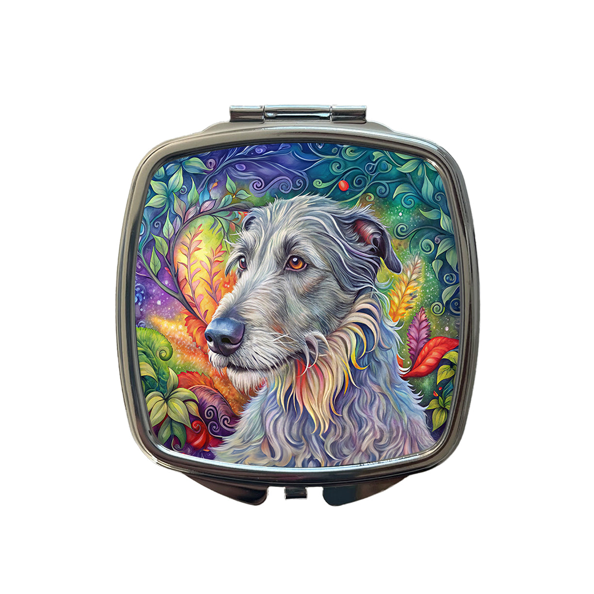 Irish Wolfhound Dog Bohemian Art Small Travel Purse Handbag Pocket Makeup Compact Mirror