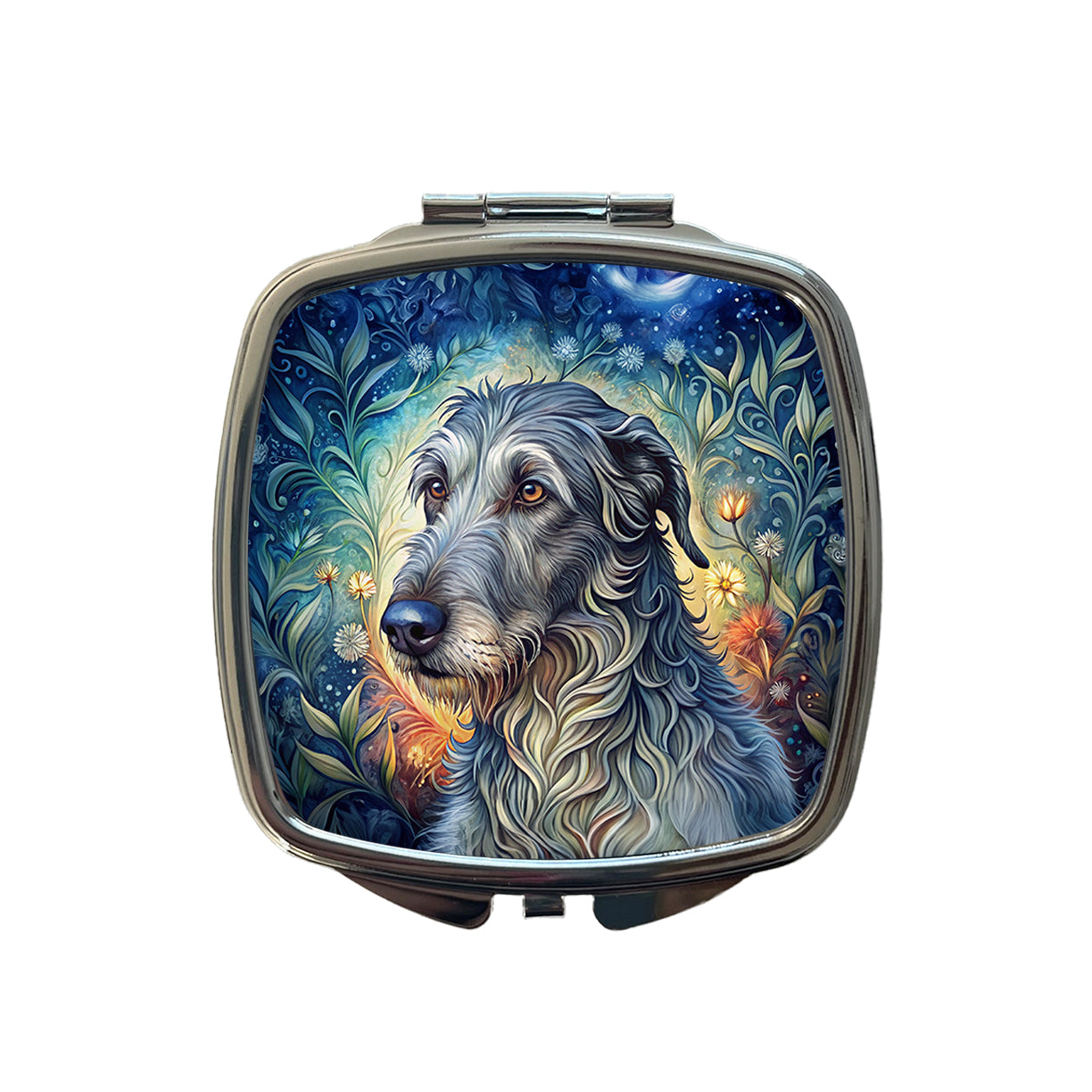 Irish Wolfhound Dog French Bohemian Art Small Travel Purse Handbag Pocket Makeup Compact Mirror