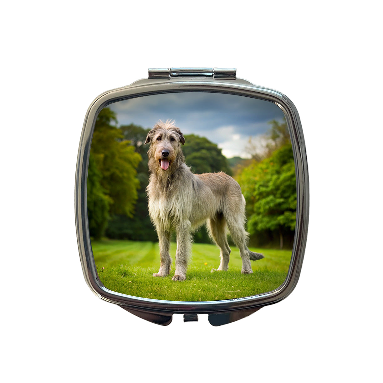 Irish Wolfhound Dog Photo Small Travel Purse Handbag Pocket Makeup Compact Mirror