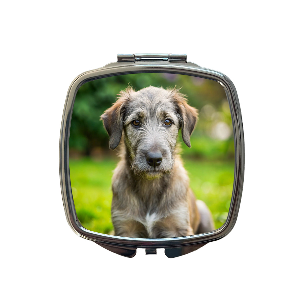 Irish Wolfhound Dog Puppy Photo Small Travel Purse Handbag Pocket Makeup Compact Mirror