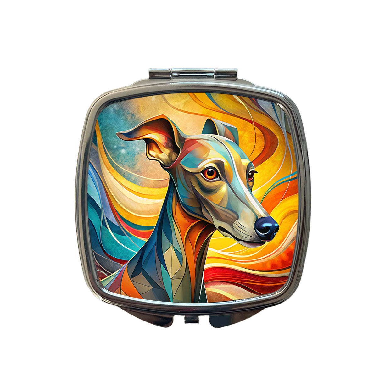 Italian Greyhound Dog Abstract Stylized Art Small Travel Purse Handbag Pocket Makeup Compact Mirror