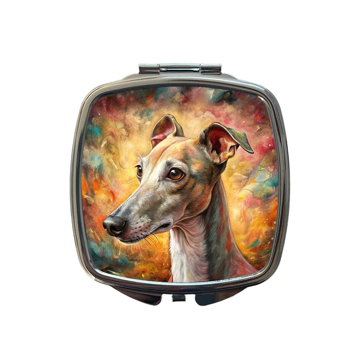 Italian Greyhound Dog Illustration Small Travel Purse Handbag Pocket Makeup Compact Mirror