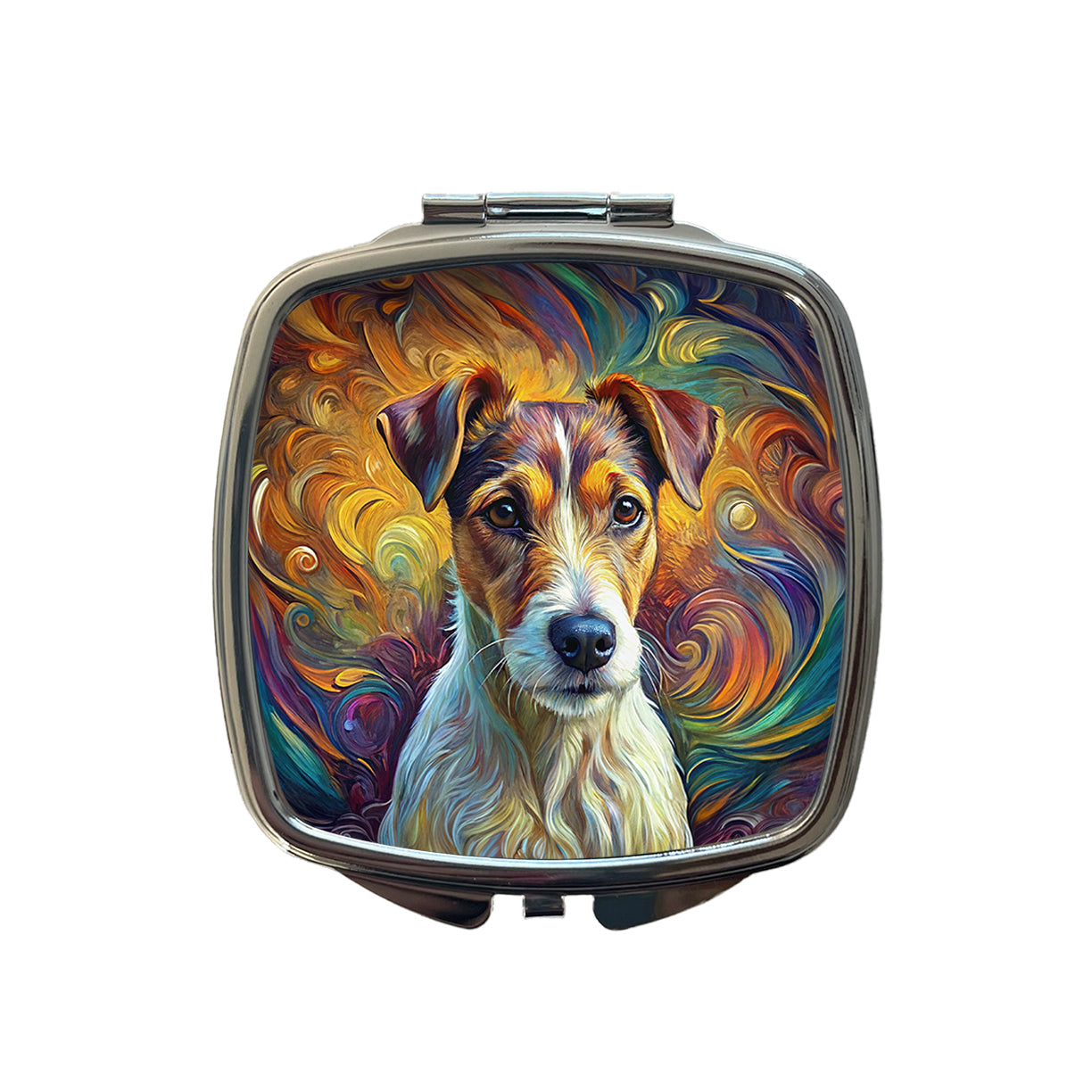 Jack Russell Terrier Dog Abstract Art Small Travel Purse Handbag Pocket Makeup Compact Mirror