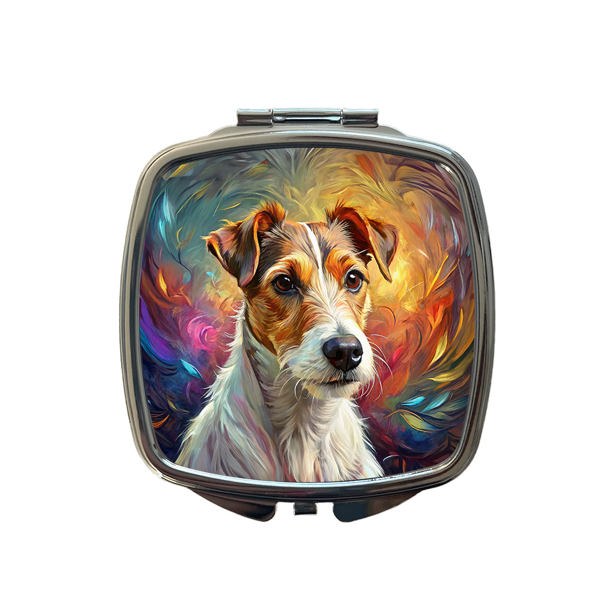 Jack Russell Terrier Dog Expressionism Art Small Travel Purse Handbag Pocket Makeup Compact Mirror