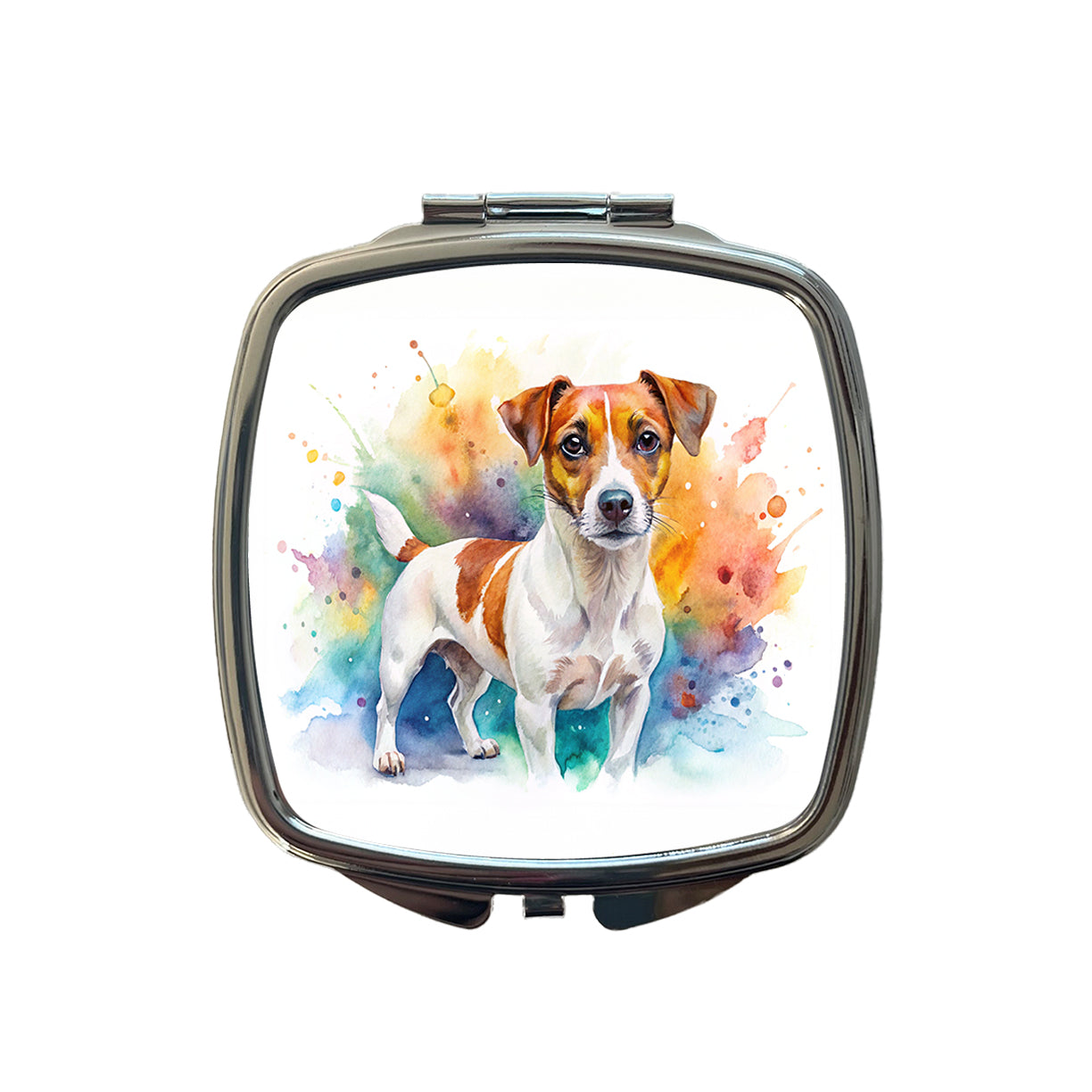 Jack Russell Terrier Dog Watercolor Style Small Travel Purse Handbag Pocket Makeup Compact Mirror