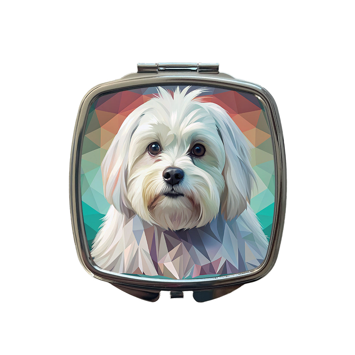 Maltese Dog Contemporary Art Small Travel Purse Handbag Pocket Makeup Compact Mirror