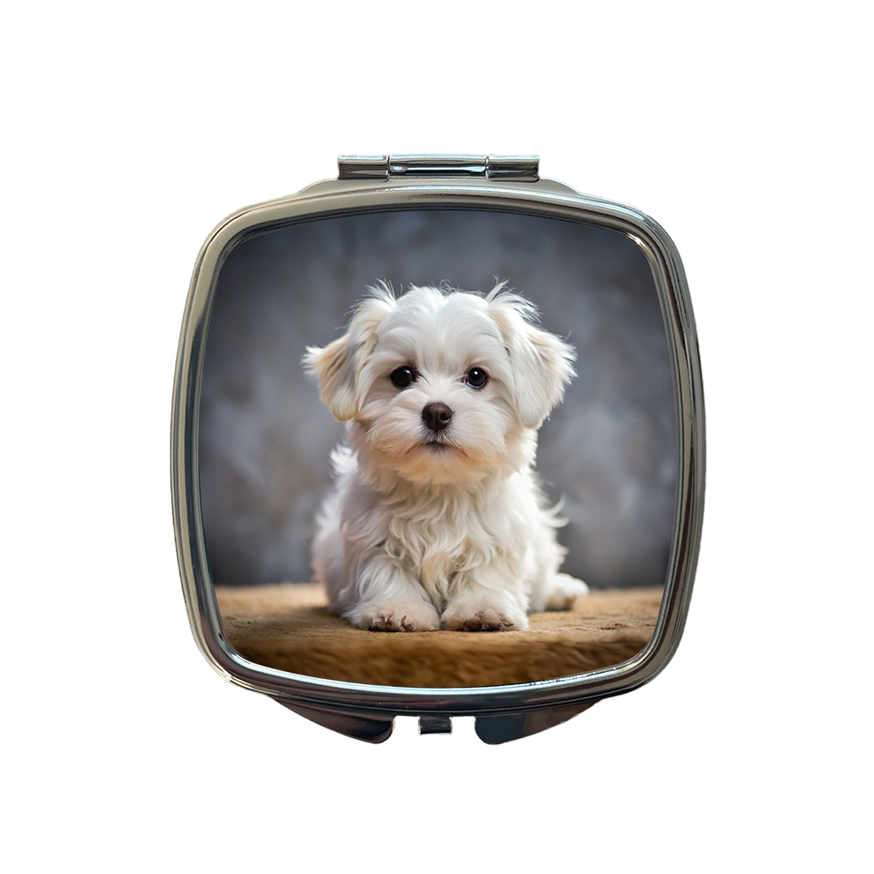 Maltese Dog Puppy Photo Small Travel Purse Handbag Pocket Makeup Compact Mirror