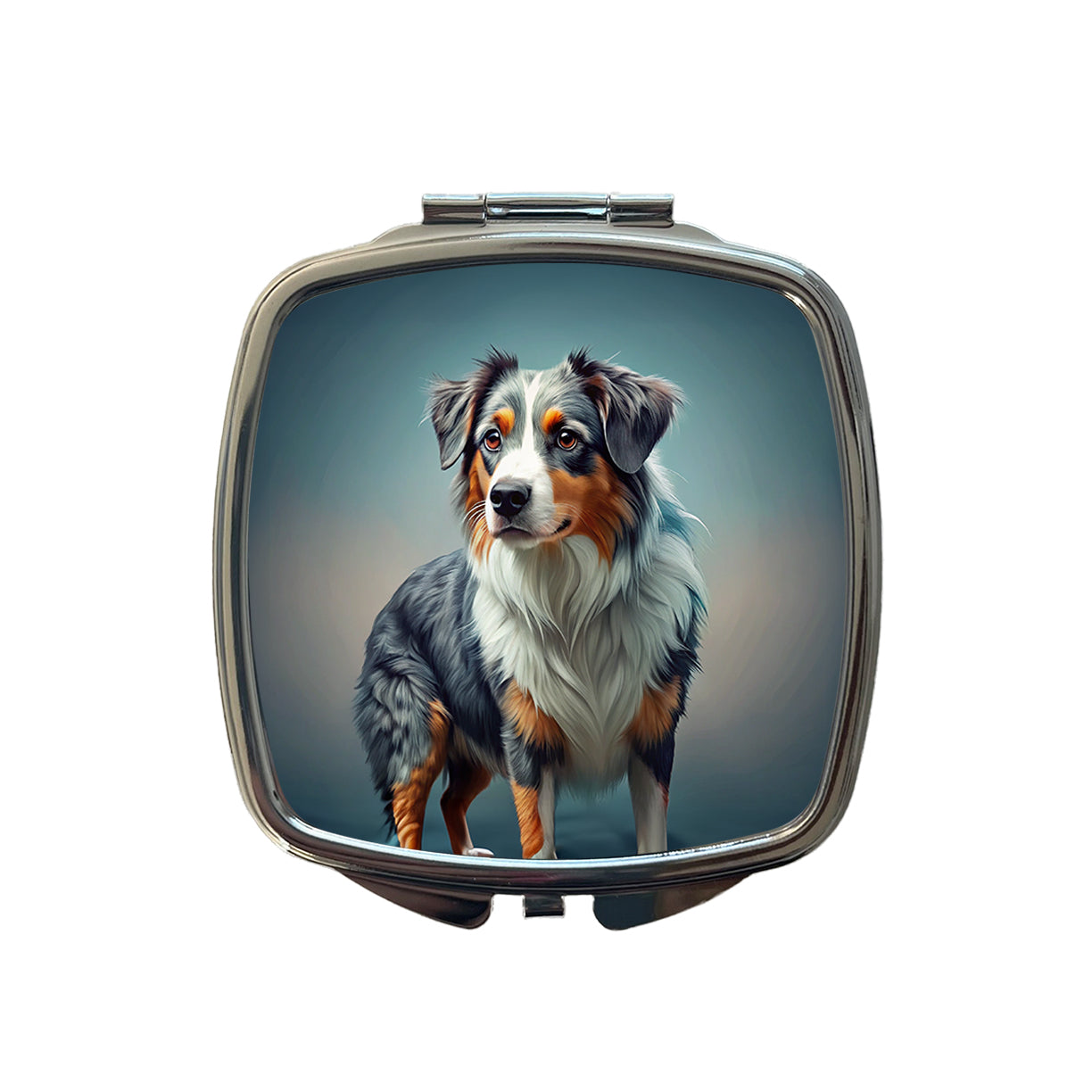 Miniature American Shepherd Dog Contemporary Art Small Travel Purse Handbag Pocket Makeup Compact Mirror