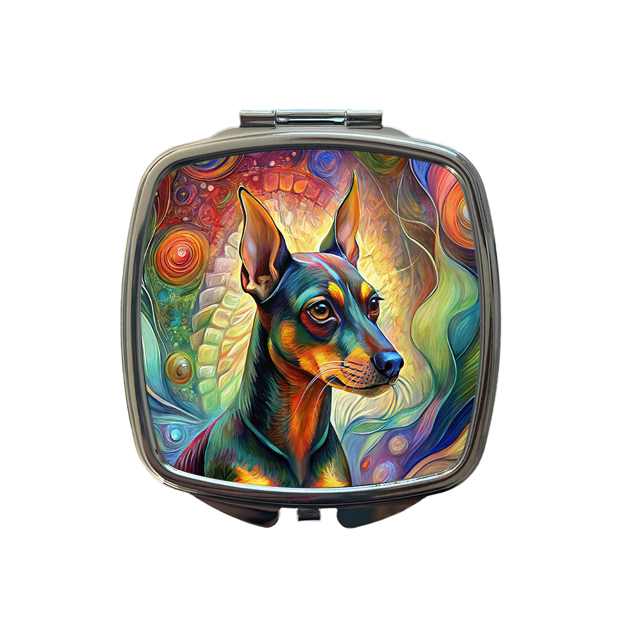 Miniature Pinscher Dog Abstract Art Small Travel Purse Handbag Pocket Makeup Compact Mirror