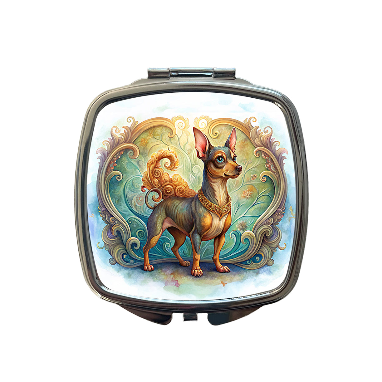 Miniature Pinscher Dog Art Nouveau Small Travel Purse Handbag Pocket Makeup Compact Mirror