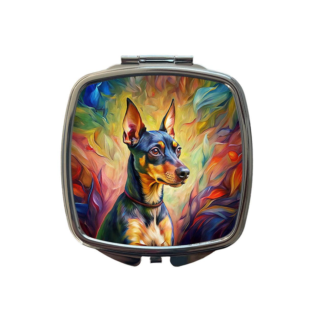 Miniature Pinscher Dog Expressionism Art Small Travel Purse Handbag Pocket Makeup Compact Mirror