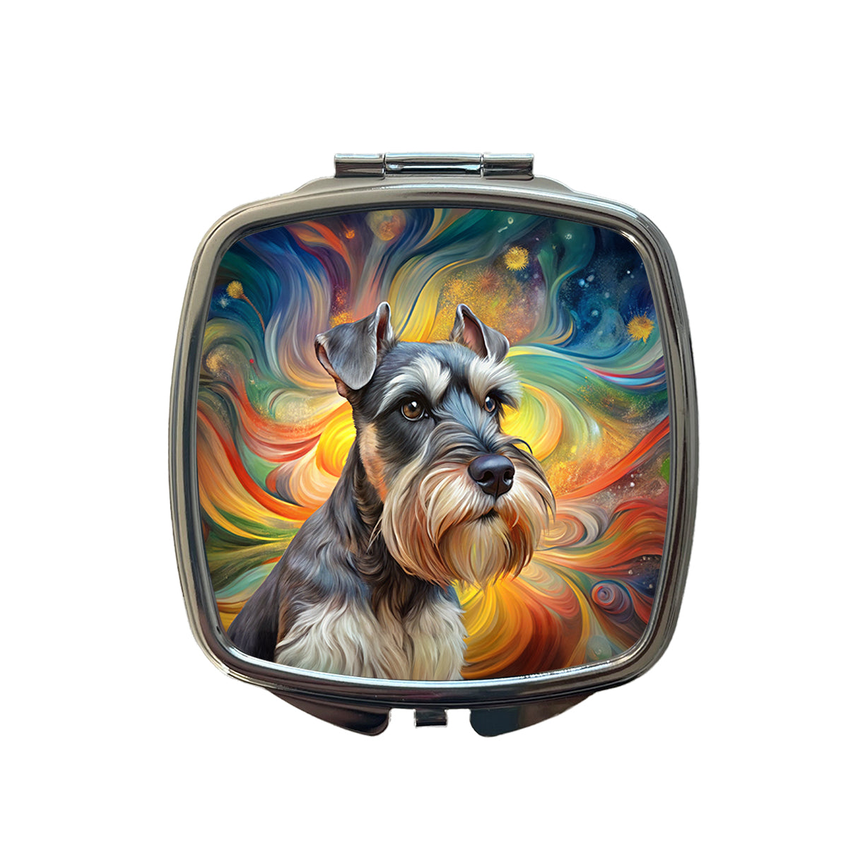 Miniature Schnauzer Dog Abstract Art Small Travel Purse Handbag Pocket Makeup Compact Mirror
