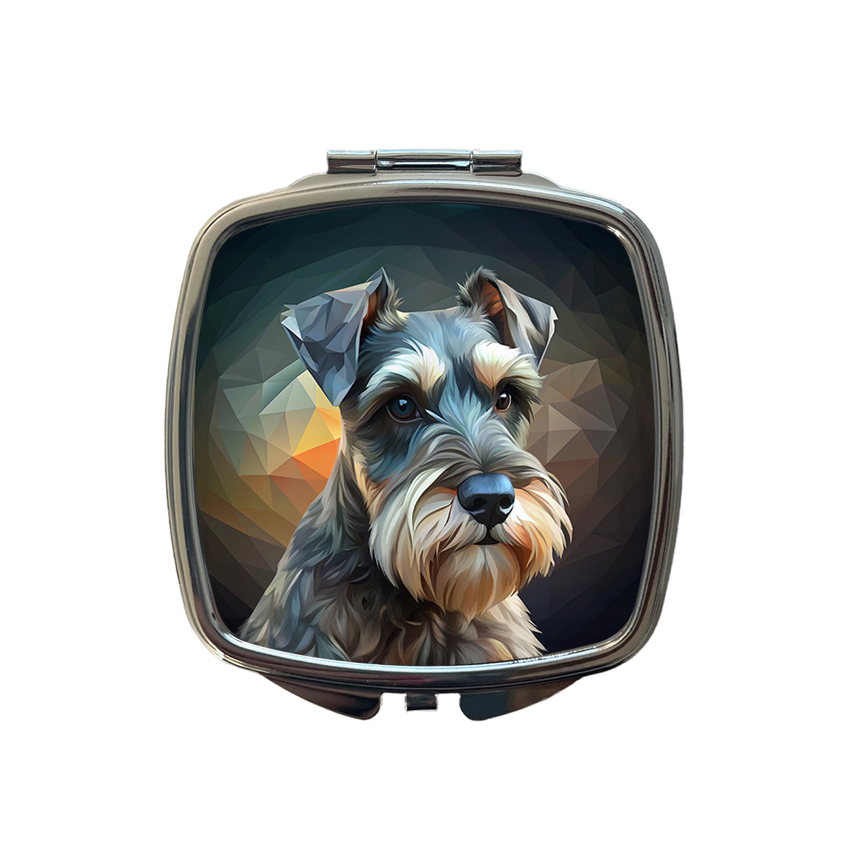 Miniature Schnauzer Dog Abstract Stylized Art Small Travel Purse Handbag Pocket Makeup Compact Mirror