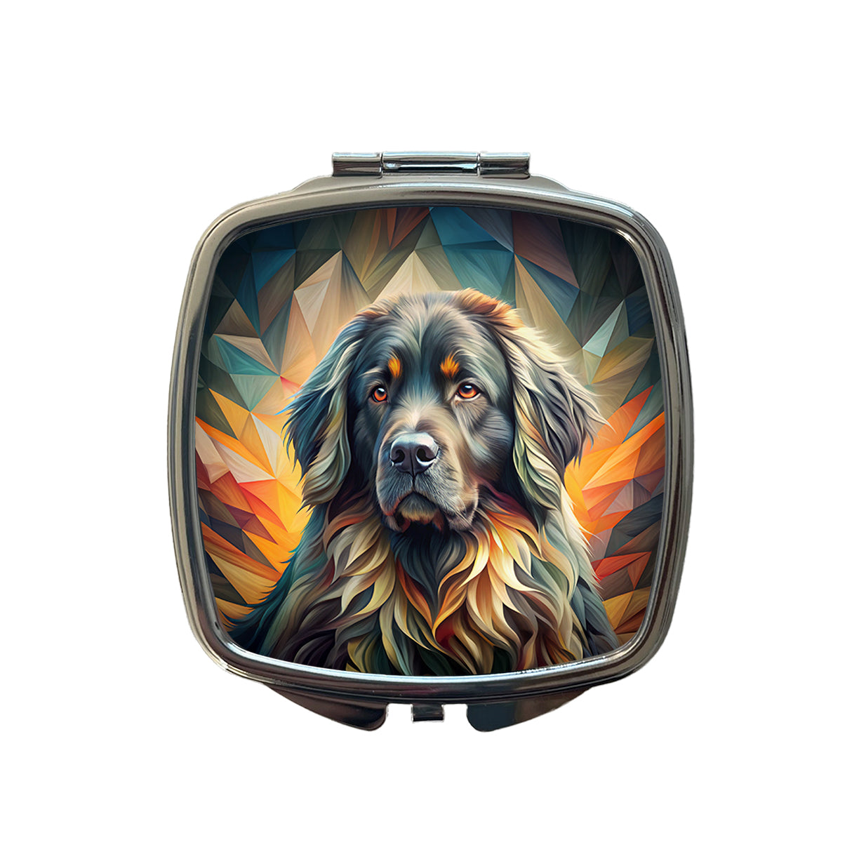 Newfoundland Dog Abstract Stylized Art Small Travel Purse Handbag Pocket Makeup Compact Mirror