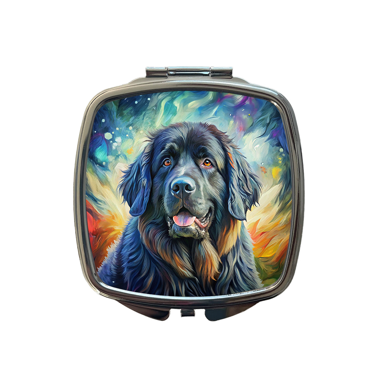 Newfoundland Dog Expressionism Art Small Travel Purse Handbag Pocket Makeup Compact Mirror