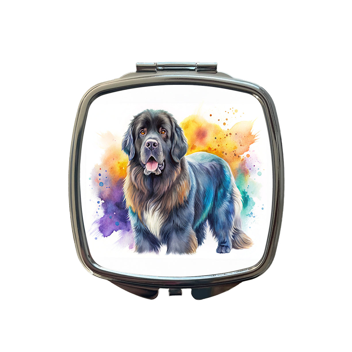 Newfoundland Dog Watercolor Style Small Travel Purse Handbag Pocket Makeup Compact Mirror