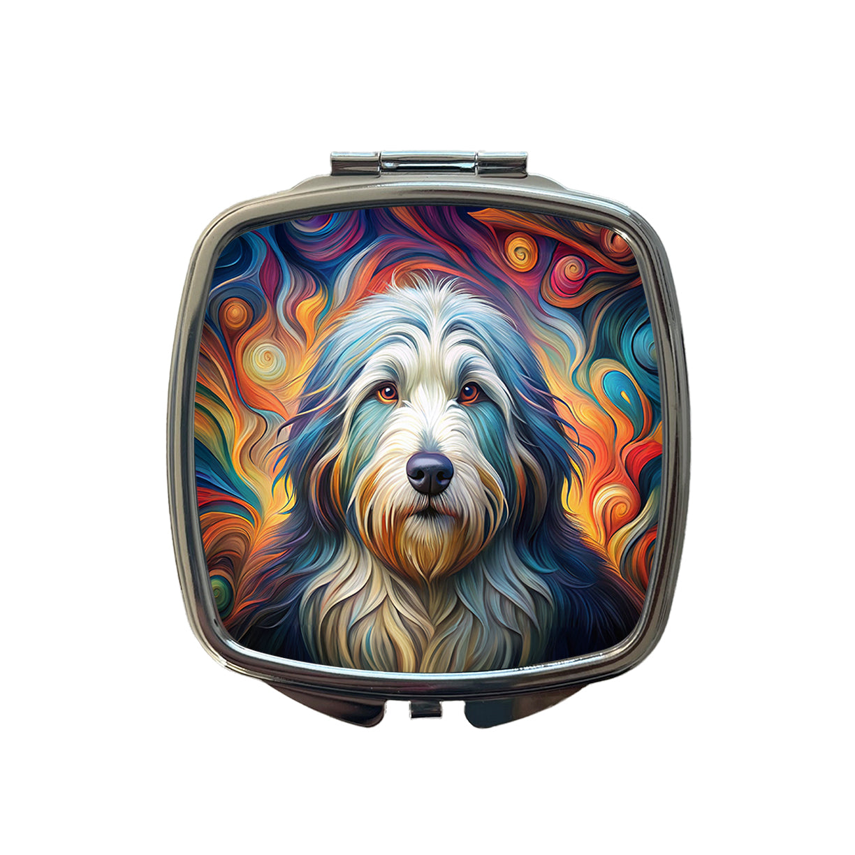 Old English Sheepdog Dog Abstract Art Small Travel Purse Handbag Pocket Makeup Compact Mirror