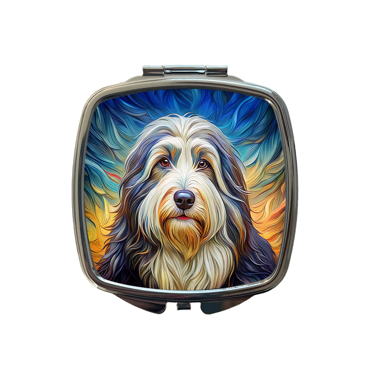 Old English Sheepdog Dog Expressionism Art Small Travel Purse Handbag Pocket Makeup Compact Mirror