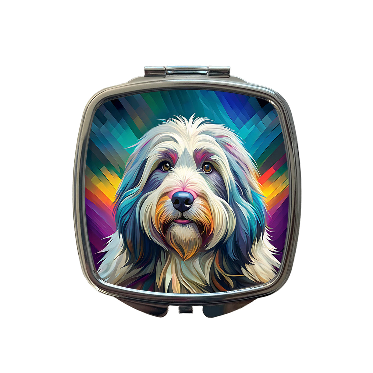Old English Sheepdog Dog Pop Art Small Travel Purse Handbag Pocket Makeup Compact Mirror