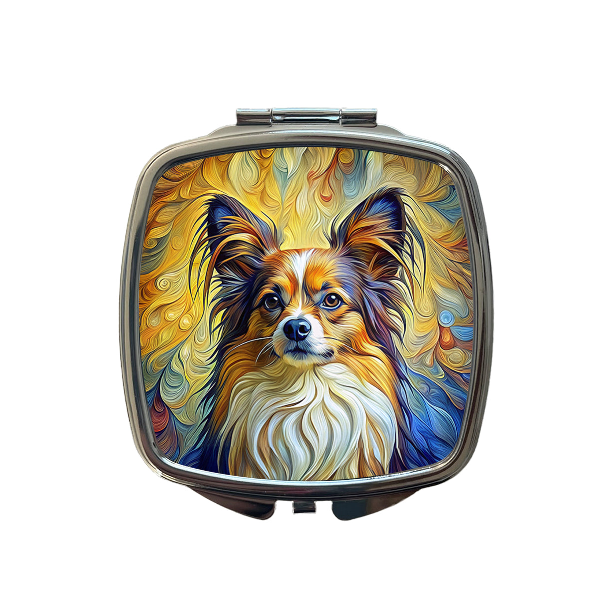 Papillion Dog Expressionism Art Small Travel Purse Handbag Pocket Makeup Compact Mirror