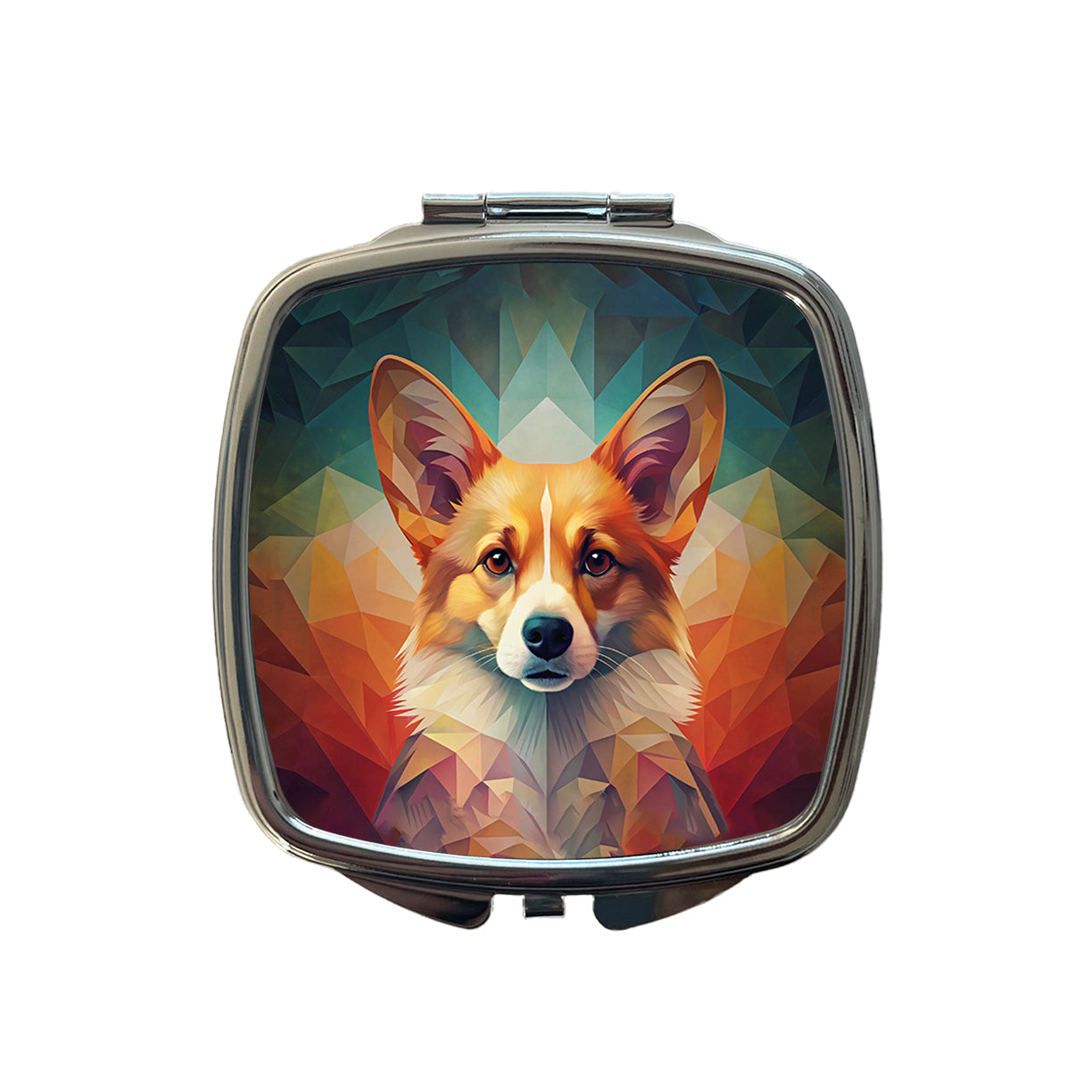 Pembroke Welsh Corgi Dog Abstract Stylized Art Small Travel Purse Handbag Pocket Makeup Compact Mirror