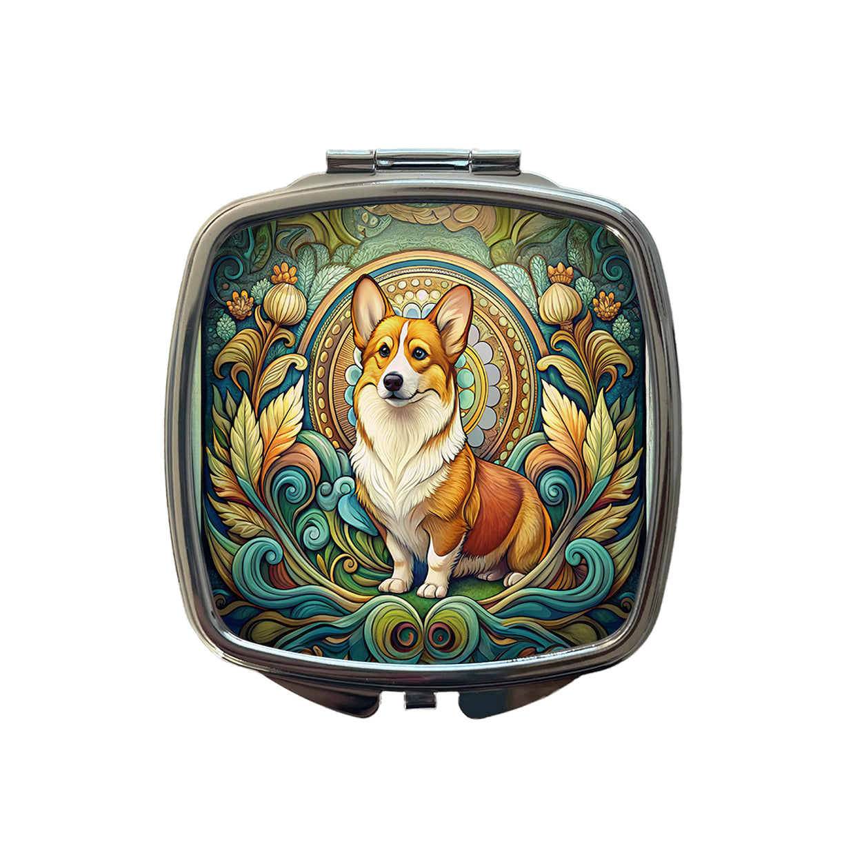 Pembroke Welsh Corgi Dog Art Nouveau Small Travel Purse Handbag Pocket Makeup Compact Mirror