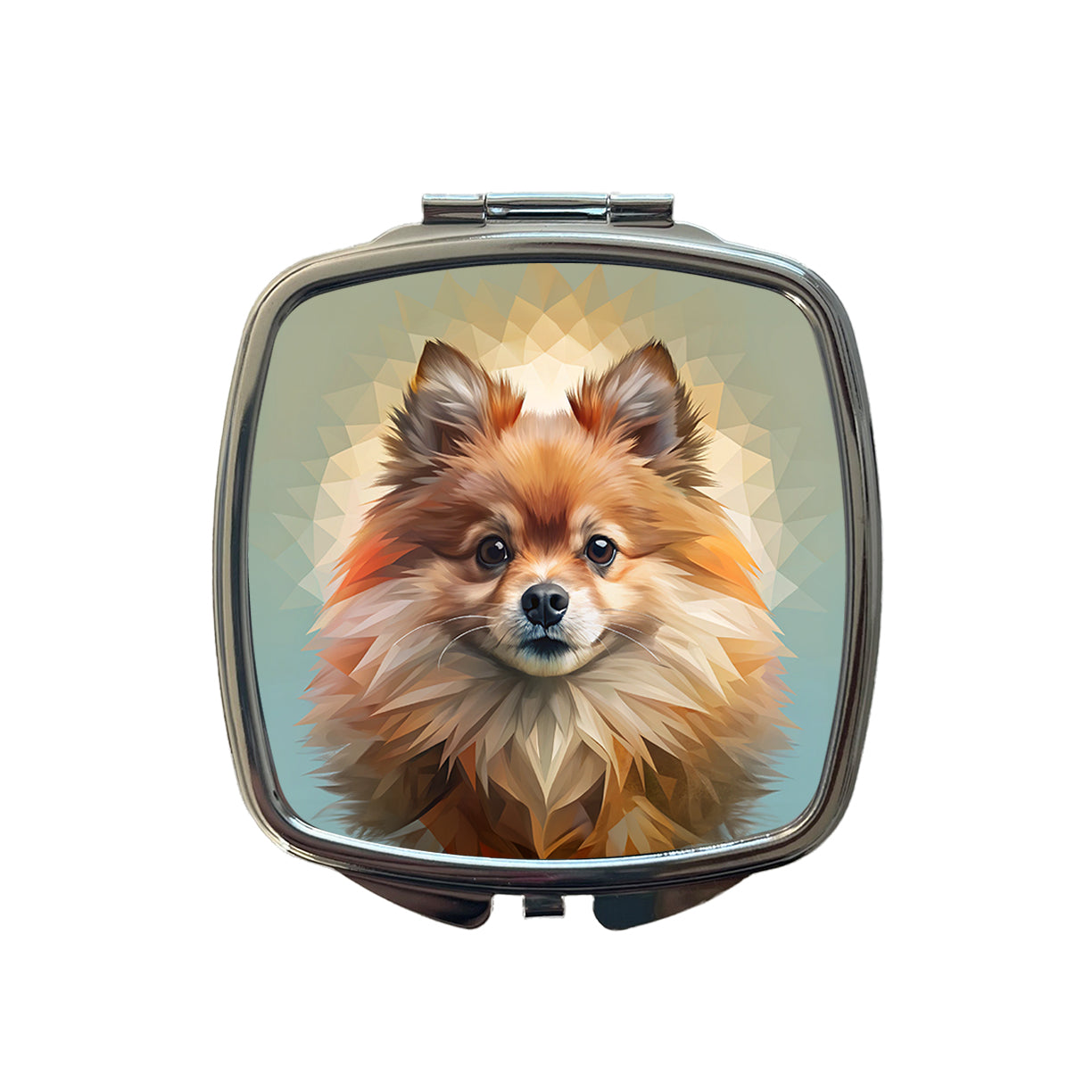 Pomeranian Dog Contemporary Art Small Travel Purse Handbag Pocket Makeup Compact Mirror
