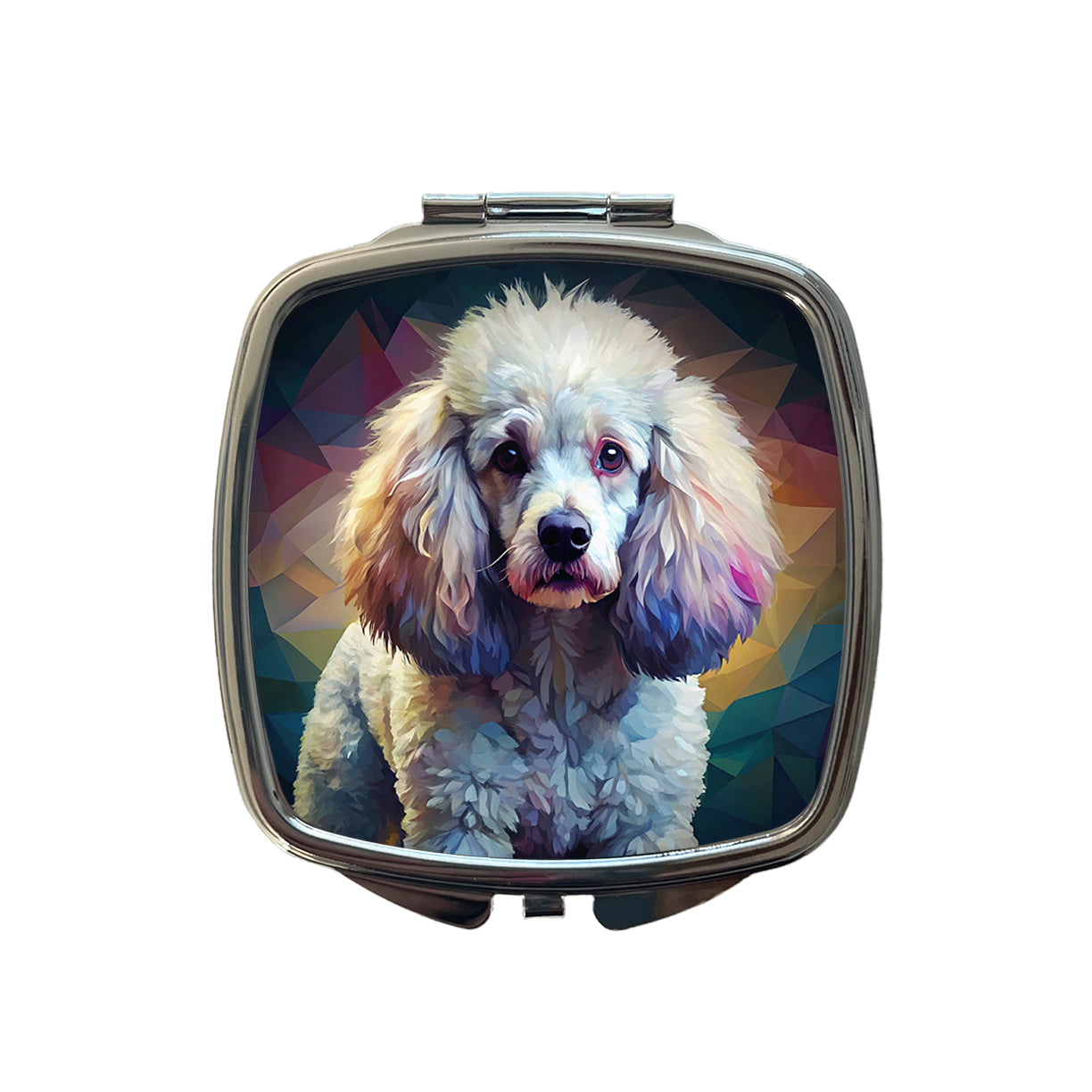 Poodle Dog Abstract Stylized Art Small Travel Purse Handbag Pocket Makeup Compact Mirror