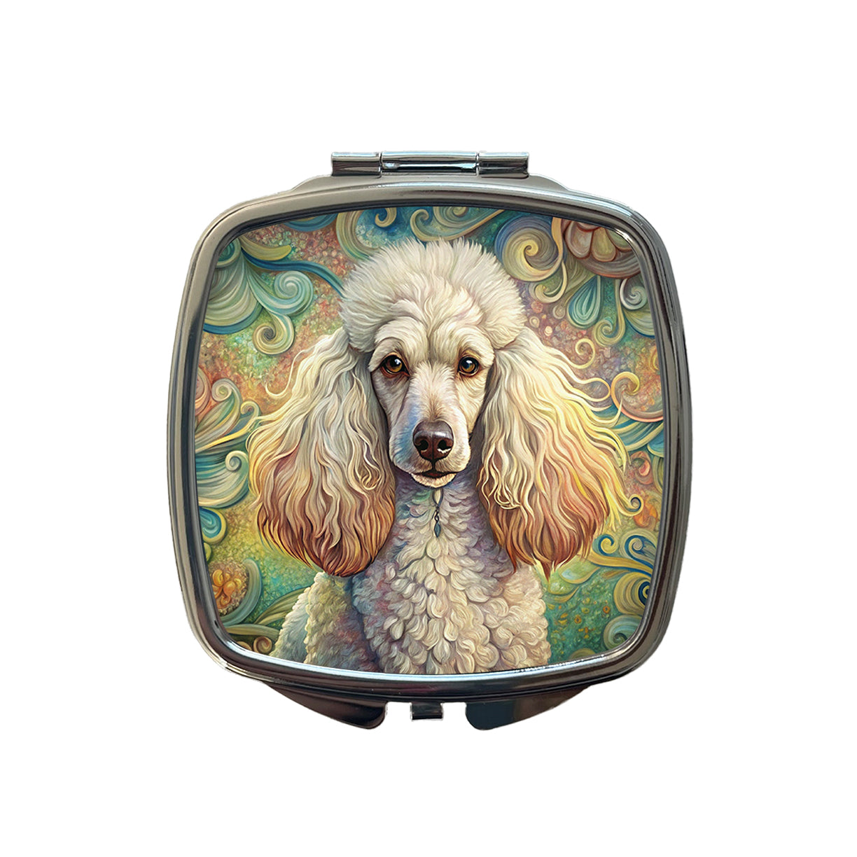 Poodle Dog Art Nouveau Small Travel Purse Handbag Pocket Makeup Compact Mirror