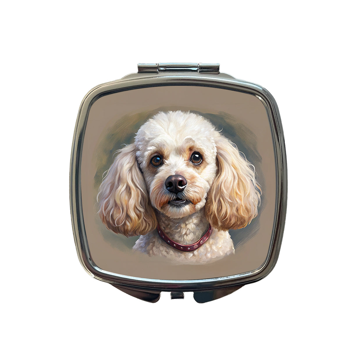 Poodle Dog Illustration Small Travel Purse Handbag Pocket Makeup Compact Mirror