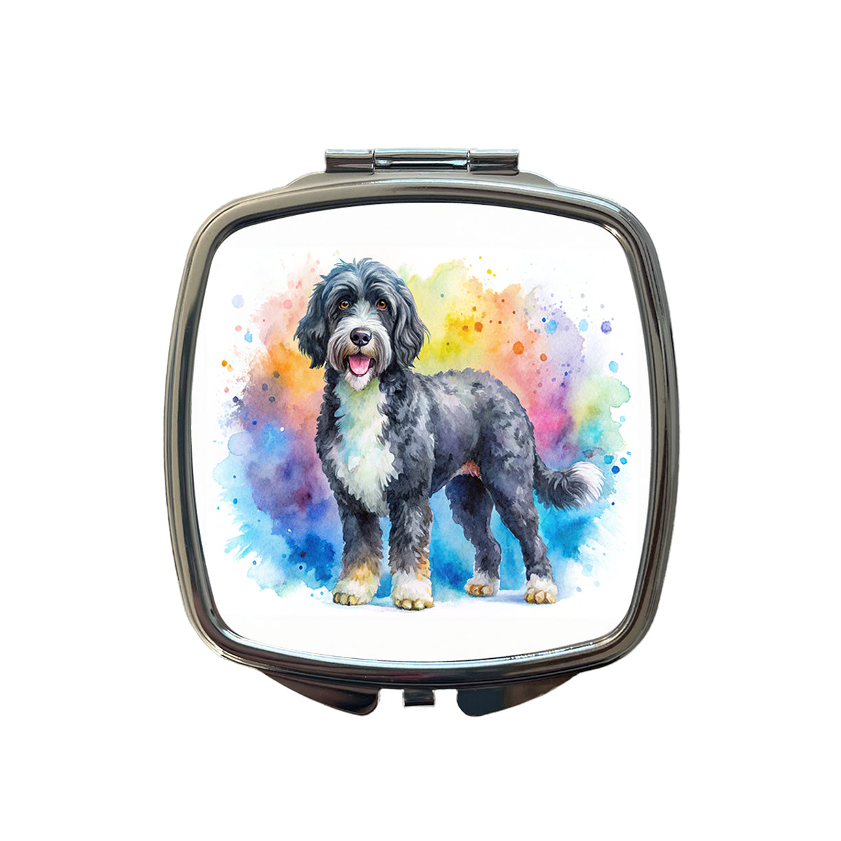 Portuguese Water Dog Watercolor Style Small Travel Purse Handbag Pocket Makeup Compact Mirror